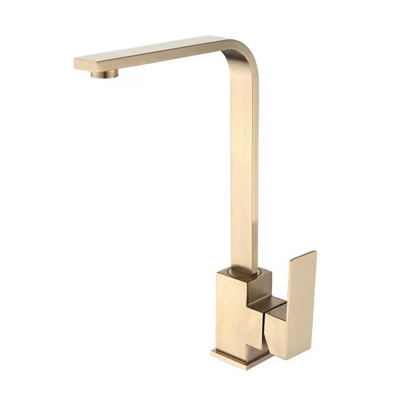 Robinet De Cuisine Chaud Et Froid Avec Tuyau D'Arrivée D'Eau De 60 Cm, Raccord 4 Voies, Doré