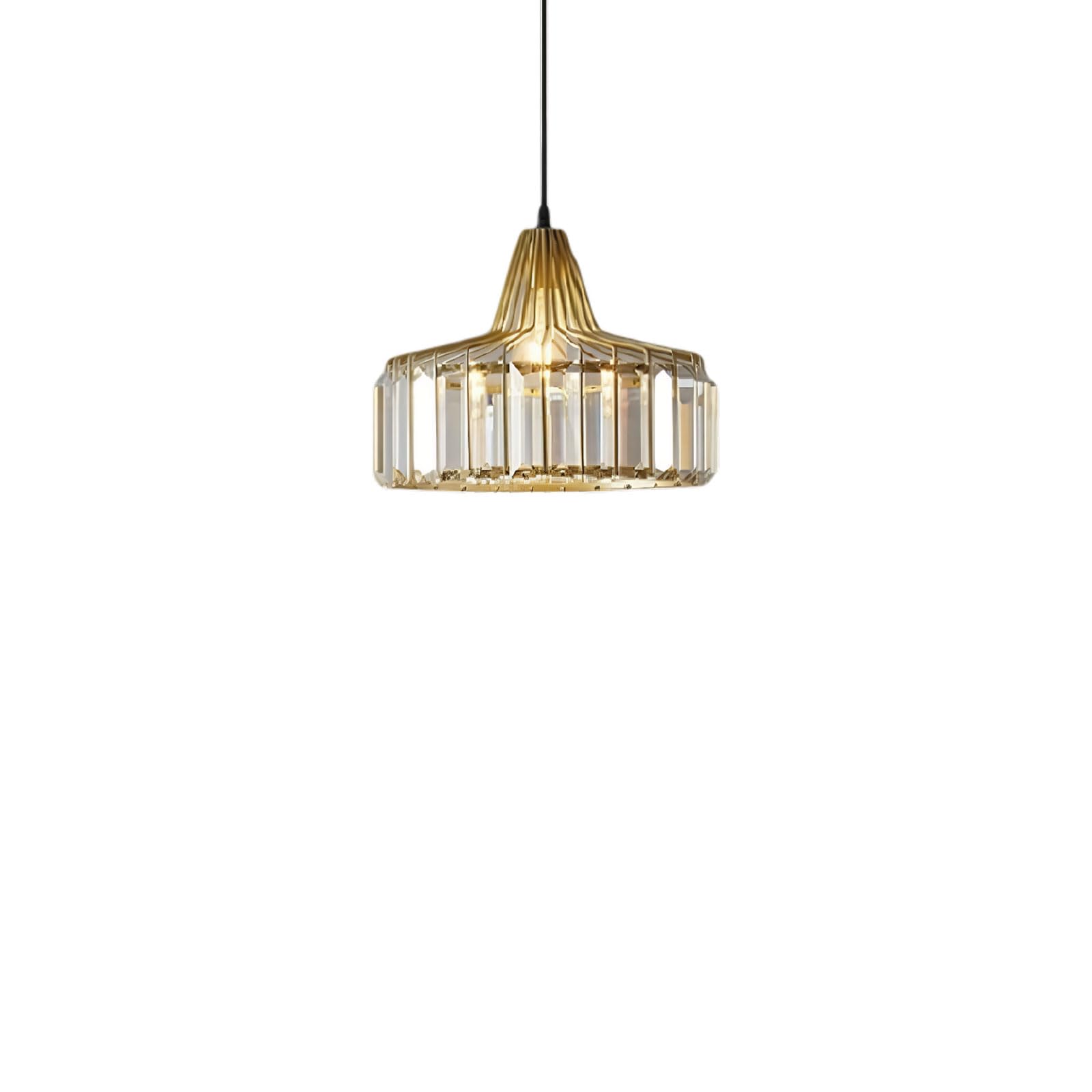 Suspendu En Cristal Moderne Hauteur Réglable Lampe Suspension En Métal Et Verre Douille E27 Compatible Ampoules Dimmables Pour Cuisine Salle À Manger Chambre (doré, 25cm)