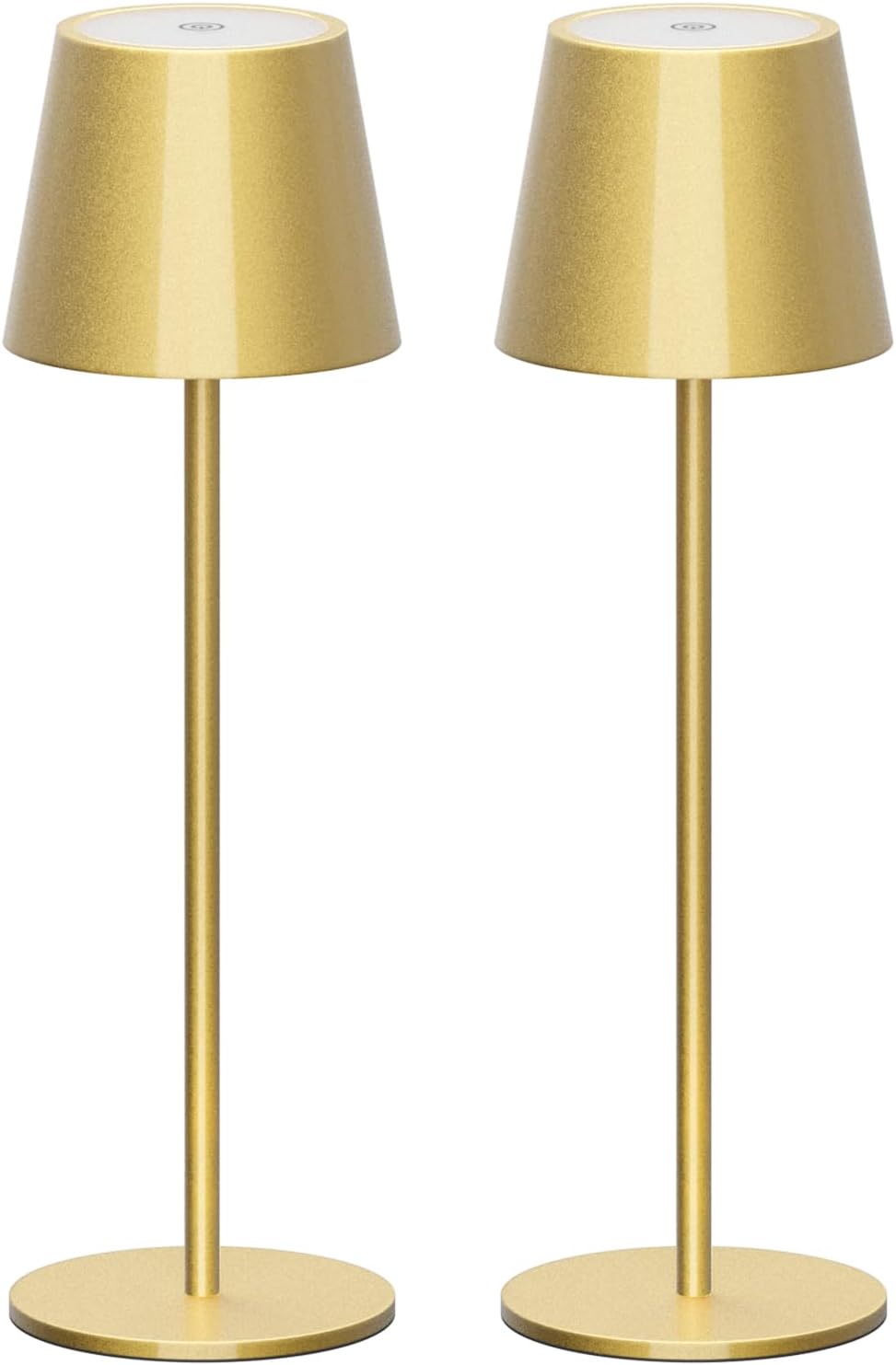 Lot De 2 Led Dimmable Lampe De Bureau À Batterie, Doré Lampe De Table Rechargeable Avec Chargement Usb-c Pour Intérieur/extérieur, Lumière Chaude Couleur 3000k [classe Énergétique A]