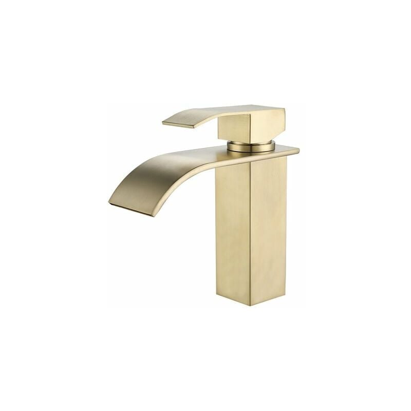 Robinet Lavabo Cascade Doré Moderne Robinet Mitigeur Pour Salle De Bain Eau Chaude Et Froide Réglable