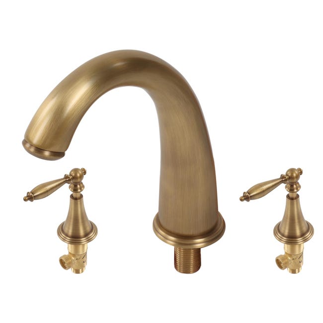 Robinet De Lavabo À Trois Trous En Cuivre, Robinet Fendu À Double Poignée, Robinet De Salle De Bains De Style Européen Antique