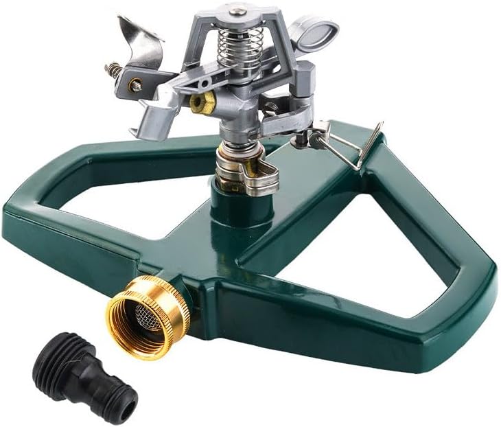Arroseur À Impact Avec Base En Métal, Arroseur Robuste En Alliage De Zinc, Argenté, Style Impulsion, Parfait Pour Une Grande Surface De Pelouse, Cour