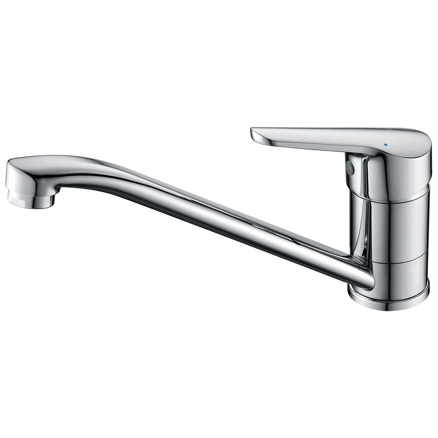 Mitigeur D'Evier, Robinet De Cuisine Monocommande, Mitigeur Cuisine Orientable À 360°, Laiton, Chromé, Argent