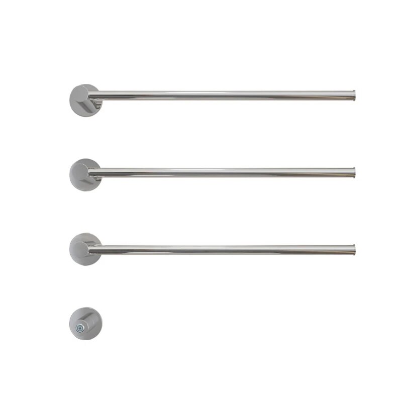 Sèche-serviettes 3 Barres Argent Brillant Chauffant Automatique, Température Constante 50°c, Ip44, Inox 304, Charge 15kg Chauffe En 5 Minutes, Installation Flexible Consommation Électrique Réd