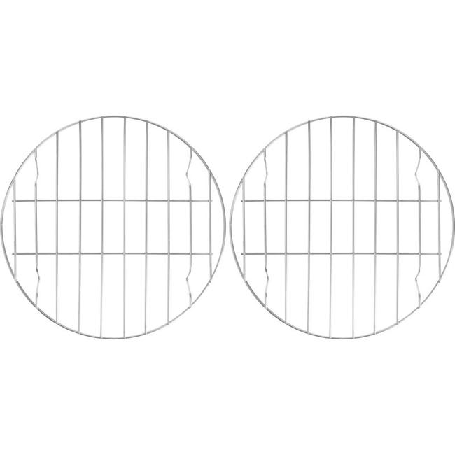 Lot De 2 Grilles Rondes En Acier Inoxydable, Accessoires De Gril (sans Plateau) (argent, Diamètre 25 Cm) (sku Produit : 96442590 Sku Offre : Mkh25.6.17-8)