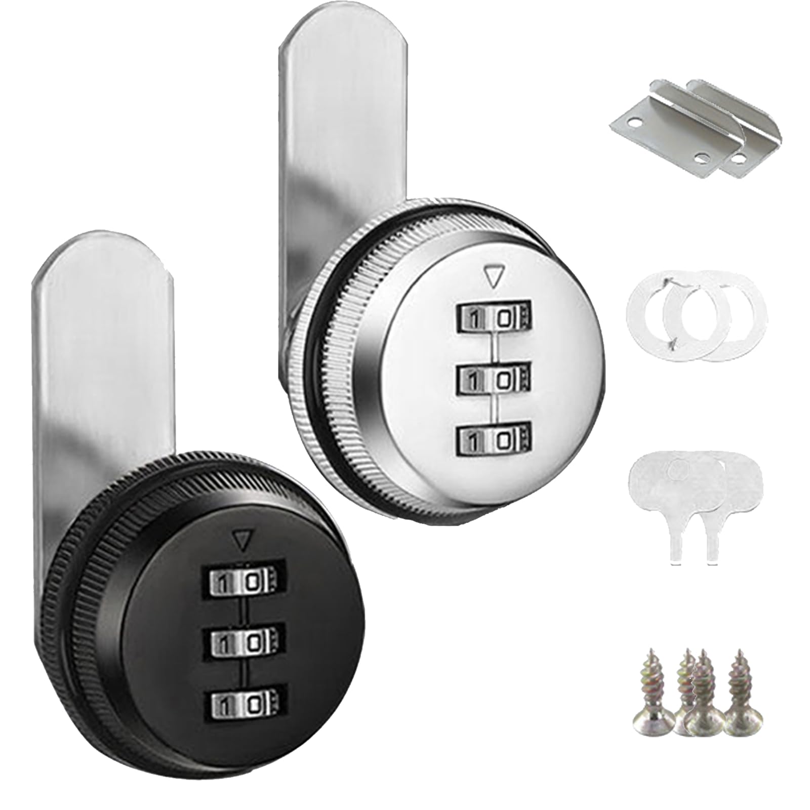 2pcs Serrure Boite Aux Lettres, Serrure A Code, Verrou Placard, Serrures De Boîte 25mm, Verrou Porte, Serrure Code, Serrure Meuble, Serrure À Combinaison À 3 Chiffres（argent Et Noir）