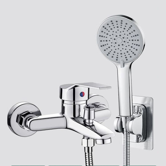 Mitigeur De Bain, Douche/robinet Monocommande De Baignoire Avec Flexible, Douchette 3 Jets,argent