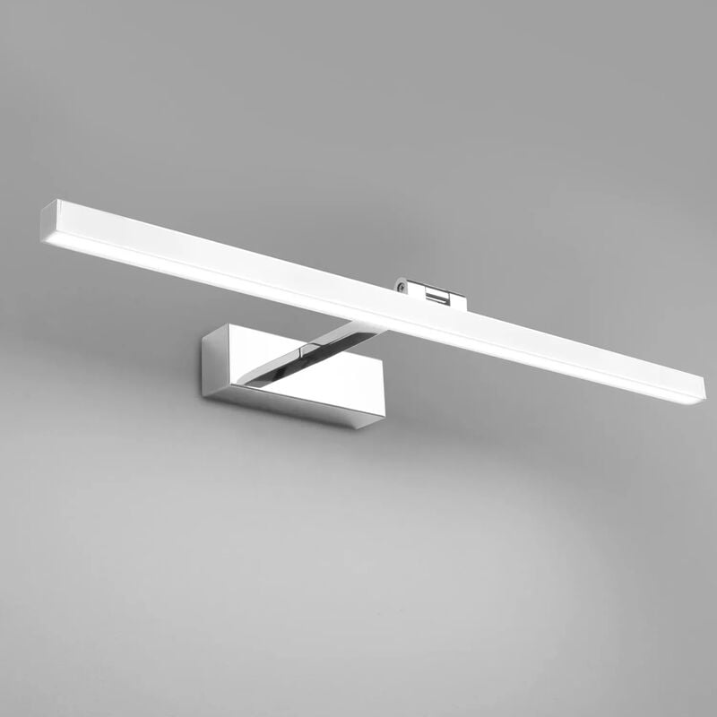 Lampe Miroir Led Salle De Bain 50cm, 12w, Ip44 Étanche Applique Murale Salle De Bain 180° Rotatif, Lumière Miroir Salle De Bain Moderne, Blanc Froid 5500k, Schwarz,argent [classe Énergétique F]