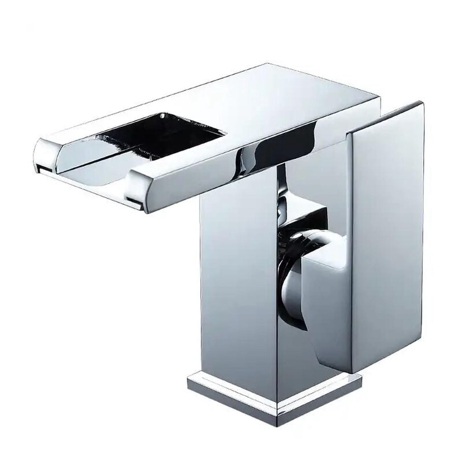 Robinet De Lavabo De Salle De Bain Avec Lumière Led Cascade, Robinet D'Eau Froide（argenté）