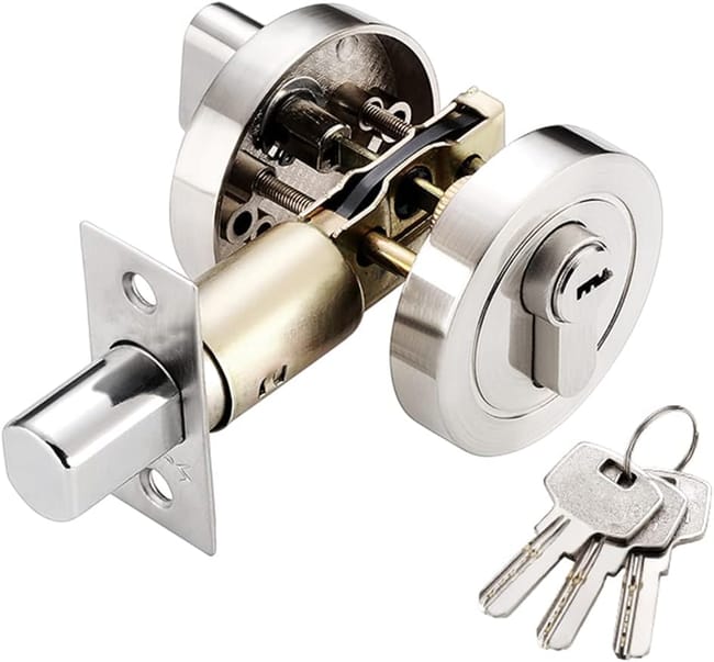 Serrure À Pêne Dormant Ronde Avec Clé, Serrure De Porte Moderne, Pêne Dormant En Alliage De Zinc, Serrure De Porte Invisible (argent) (sku Produit : 96442740 Sku Offre : Lehua25.5.26-25)