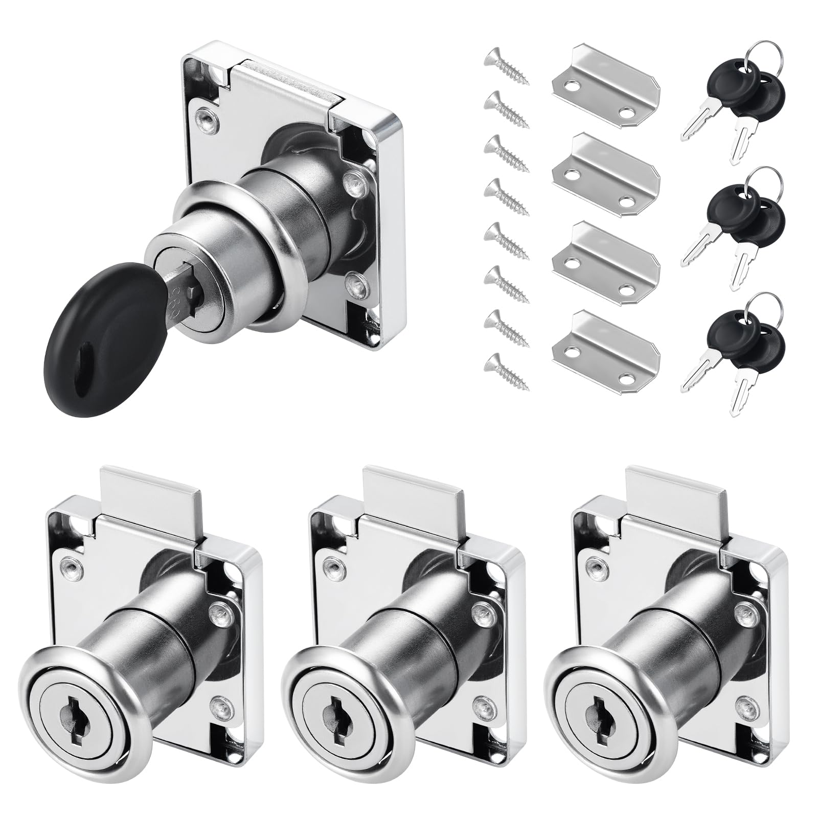 Pièces Serrure De Tiroir De Bureau,verrou À Came De 22 Mm,serrure À Came Avec Clés Différentes,serrure Meuble Pour Meubles,tiroir,(argent)