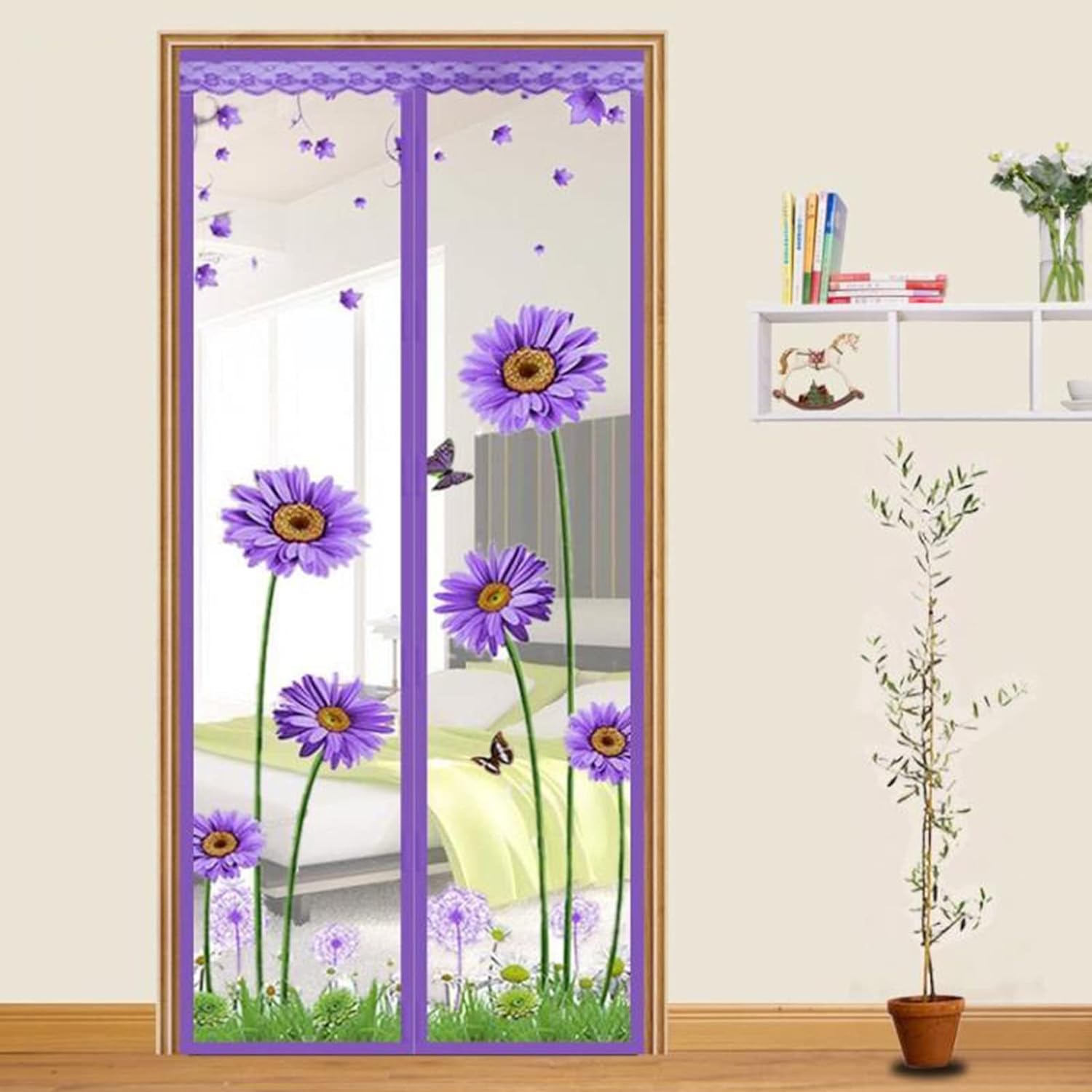 Moustiquaire Porte Fenetre Magnetique, Moustiquaire Aimantée Coulissante Magnétique Fenêtre Aimantée Rideau De Porte Anti Moustique, Violet, 80x190cm