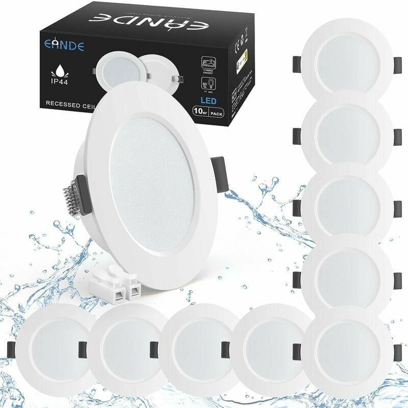 Lot De 10 Spots Led Encastrable 5w Ip44 98mm, Blanc Neutre 4000k Éclairage Encastré Étanche 450lm, Spot Led Extra Plat 25mm, Spots De Plafond 230v Pour Salle De Bain Salon Cuisine, Trou 70-88m