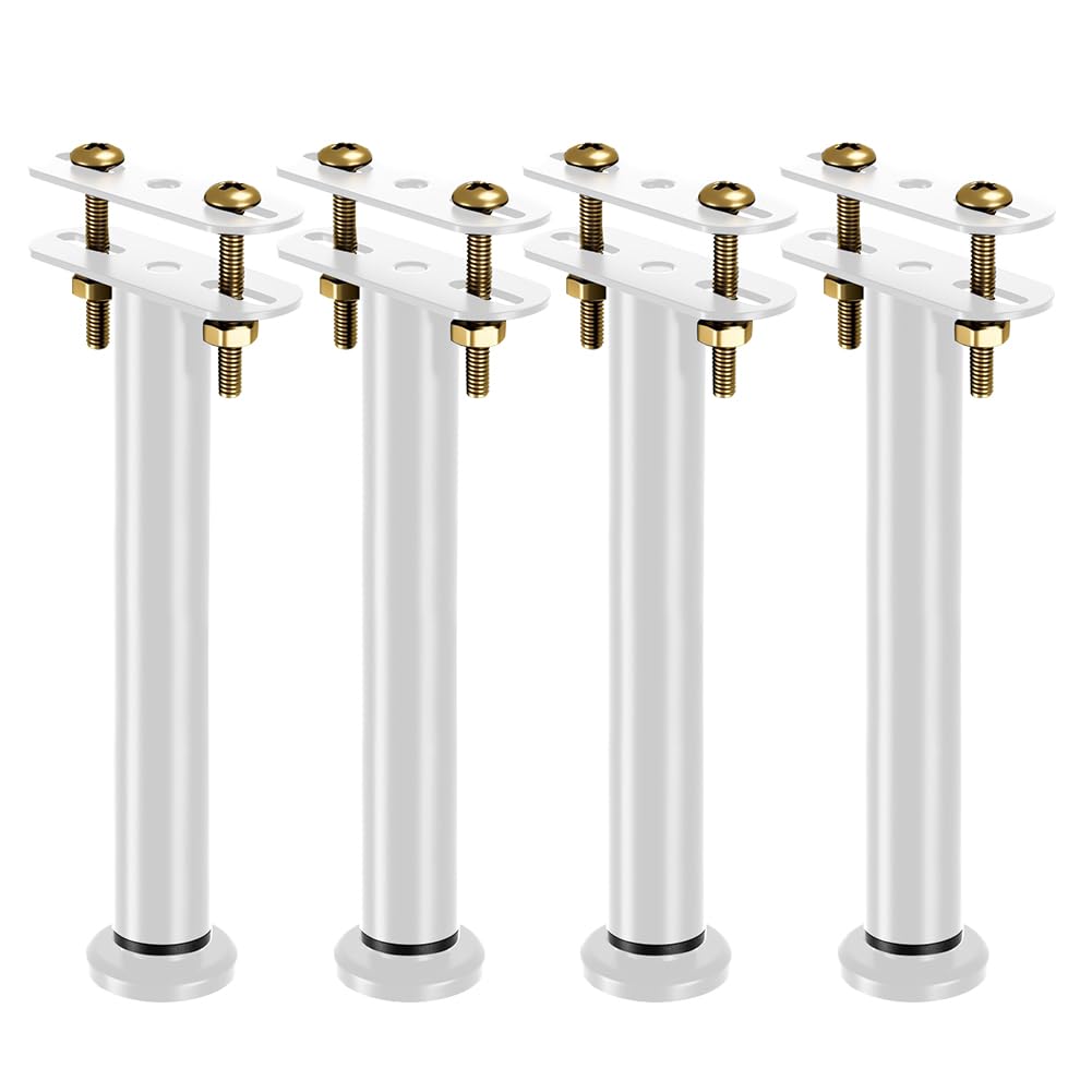 Lot De 4 Pieds De Lit Réglables En Hauteur De 25 À 42 Cm - Kit De Renforcement Pour Barre Centrale Et Sommier À Lattes - Pieds De Support Robustes Pour Cadre De Lit (blanc)