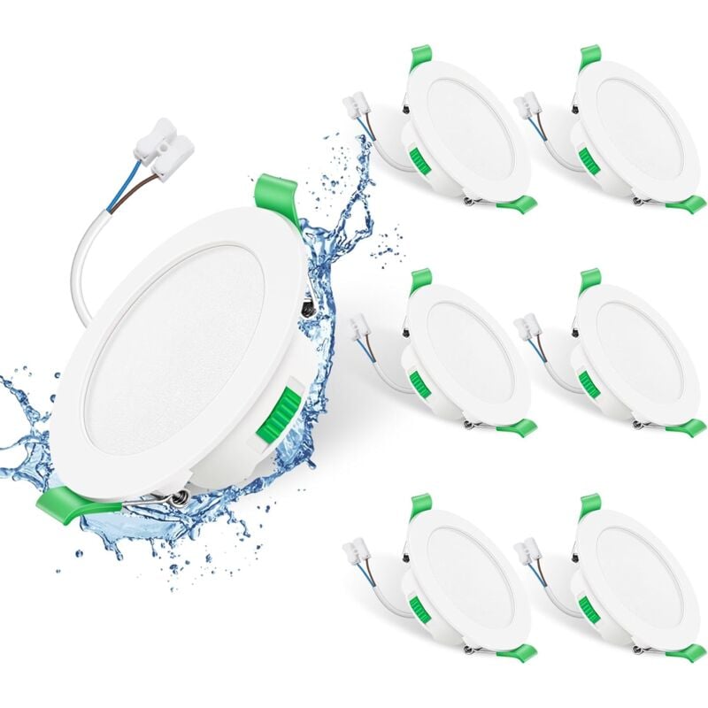 Spot Led Encastrable, 230 V, 7 W, À Intensité Variable, 68 Mm, Ip44 Spots Encastrés Pour Salle De Bain, Cuisine, 3000 K / 4000 K / 6500 K Spots Encastrés, Ronds Blancs, Lot De 6