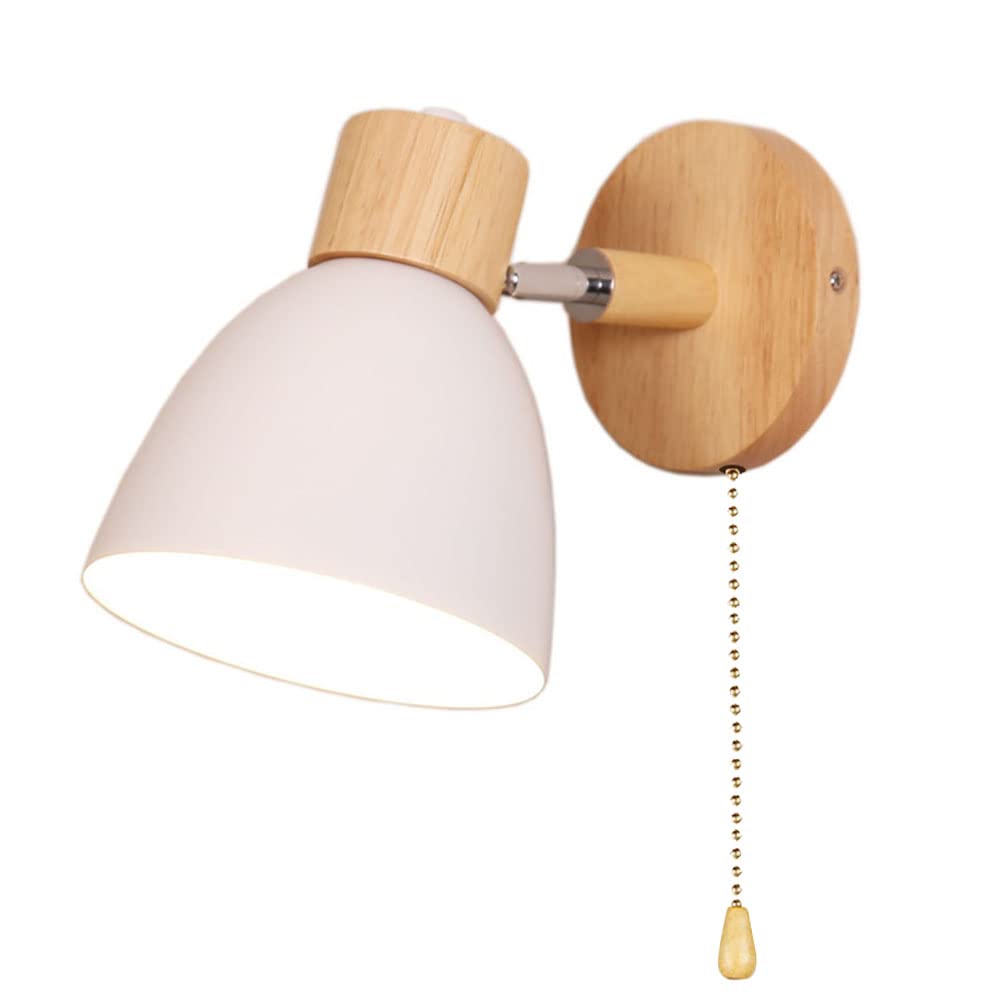 Applique Murale Moderne Macaron, Lampe D'Éclairage Avec Interrupteur Marche/arrêt, Base En Bois Massif, Appliques Murales Pour Salon, Chambre D'Enfant, Blanc, W15h21cm