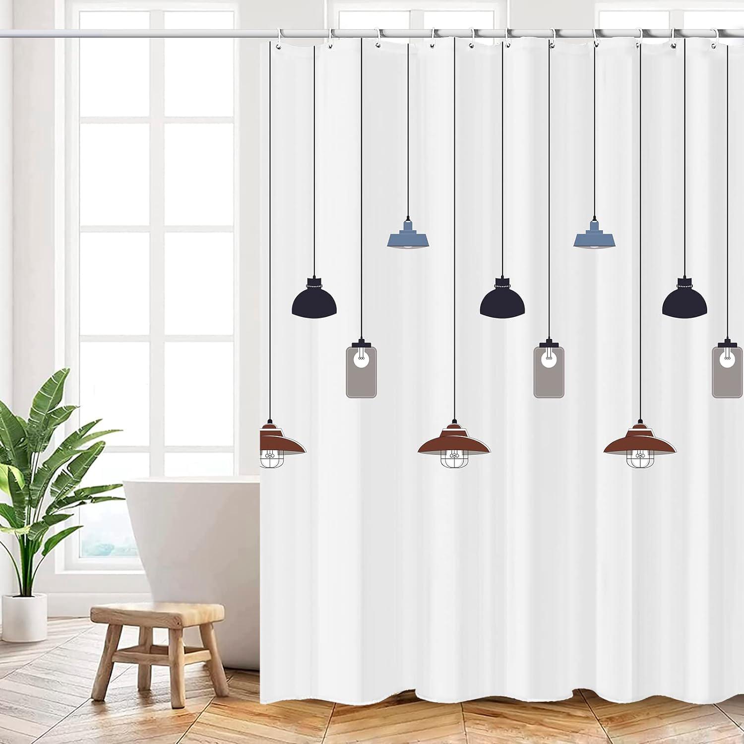 Rideau De Douche Blanc Nacré 180 X 200 Cm, Lavable En Machine, En Polyester, Avec Ourlet Lesté Et 12 Crochets, Idéal Pour La Salle De Bain.