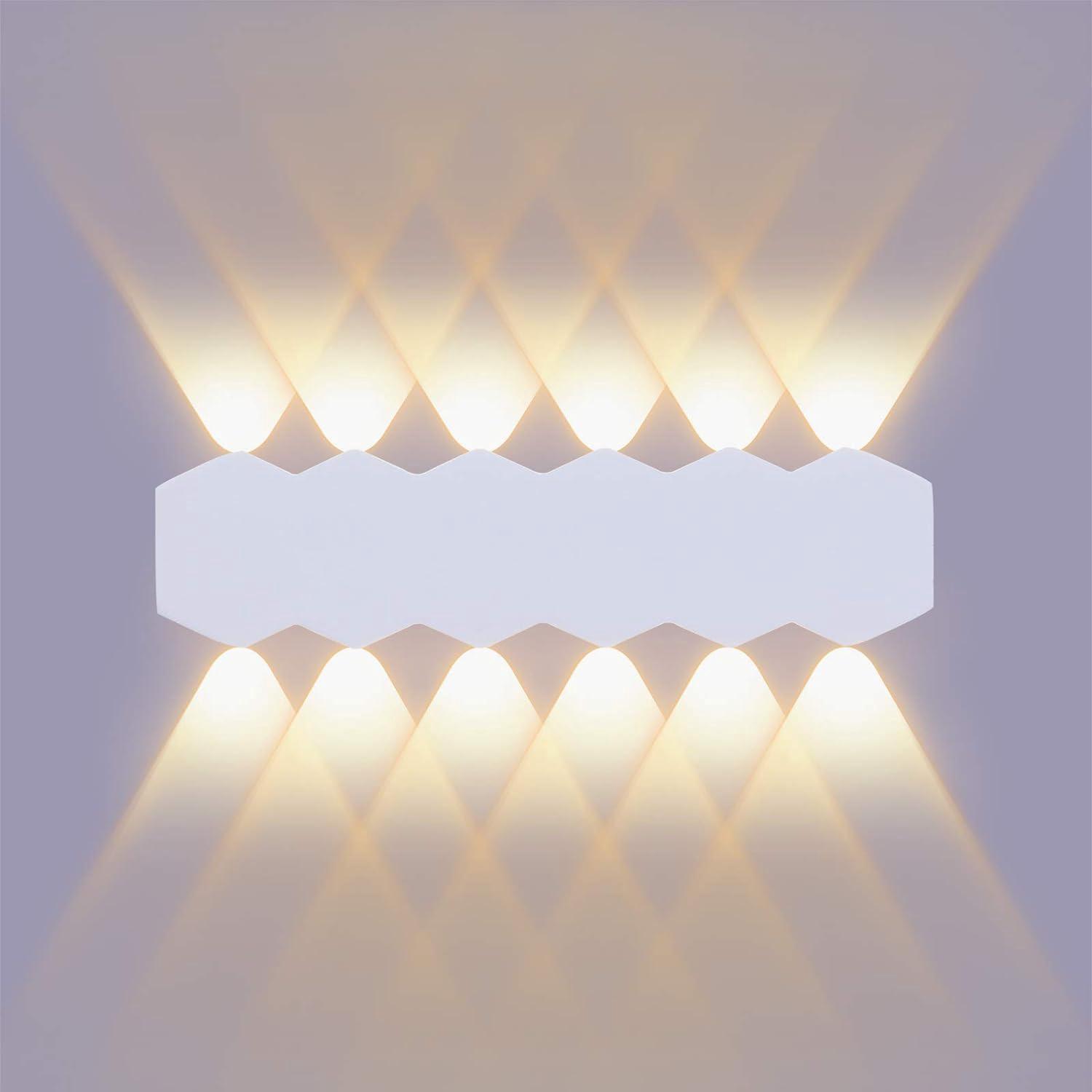 Applique Murale Led 12 W 31 Cm Pour Intérieur, Éclairage Blanc Moderne, Spot Haut/bas, Boîtier En Aluminium, Lumière Blanc Chaud 3000 K