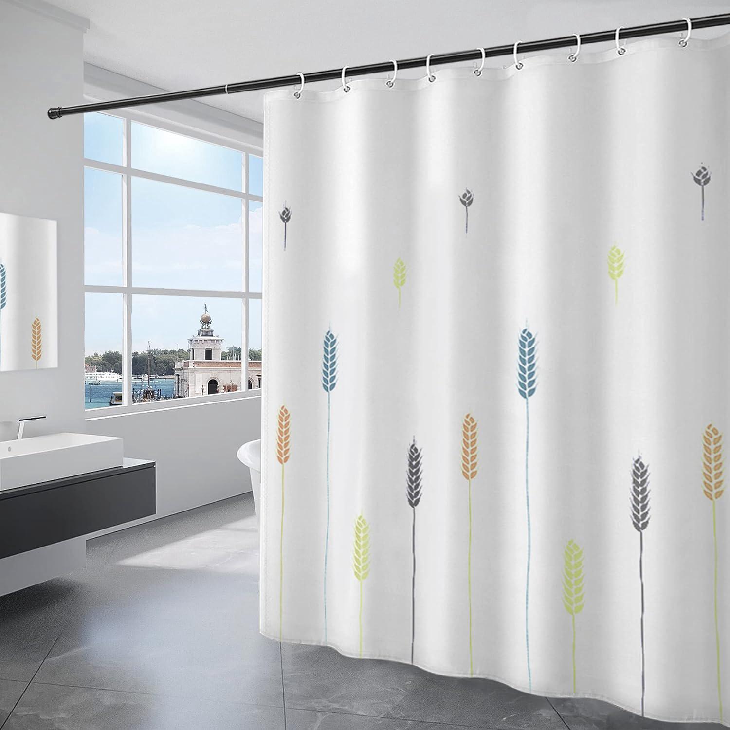 Rideau De Douche Blanc 180x200cm En Polyester Imperméable Et Lavable En Machine