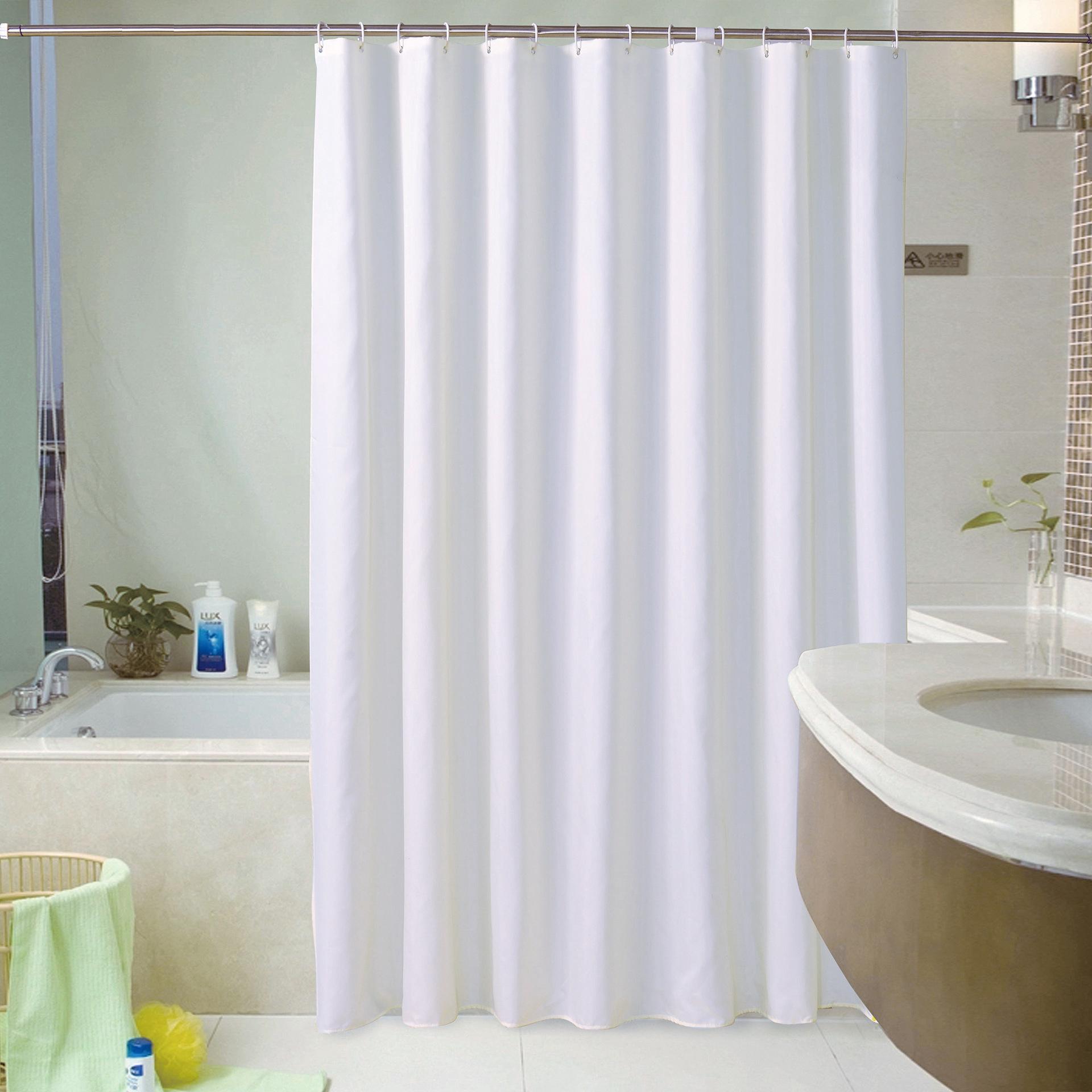Rideau De Douche 180 X 200 Cm Avec 12 Crochets, Séchage Rapide (blanc), Tissu Polyester Imperméable Lavable En Machine, Rideaux De Salle De Bain