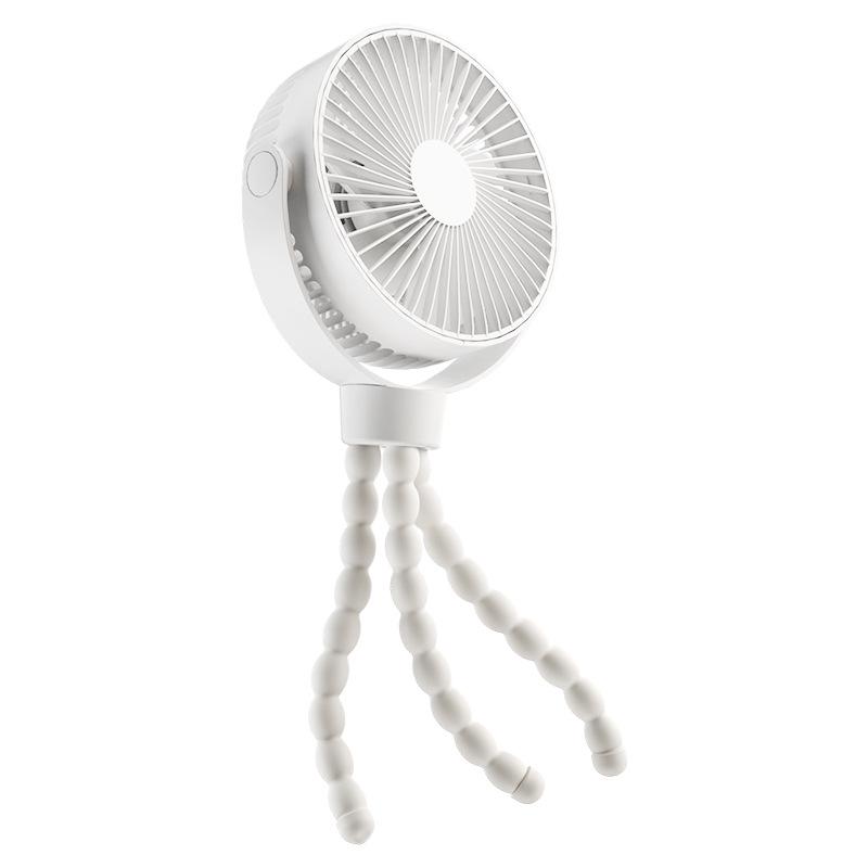 Stroller Fan,【16000mah】flexible Tripod Fan With 4 Speeds,portable Personal Desk Fan,720° Rotating Fan For Stroller,cribs,car Seat - Blanct