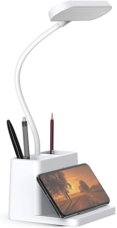 Lampe De Bureau Led Compacte Blanche, Lampe De Bureau Pour Chambre, Bureau Ou Ordinateur, Rechargeable, Col De Cygne Réglable, Lampe De Lecture
