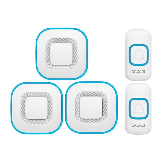 Sonnette Sans Fil, Sonnette Led Intelligente Pour La Maison, 3 Sonnettes, 2 Boutons,blanc