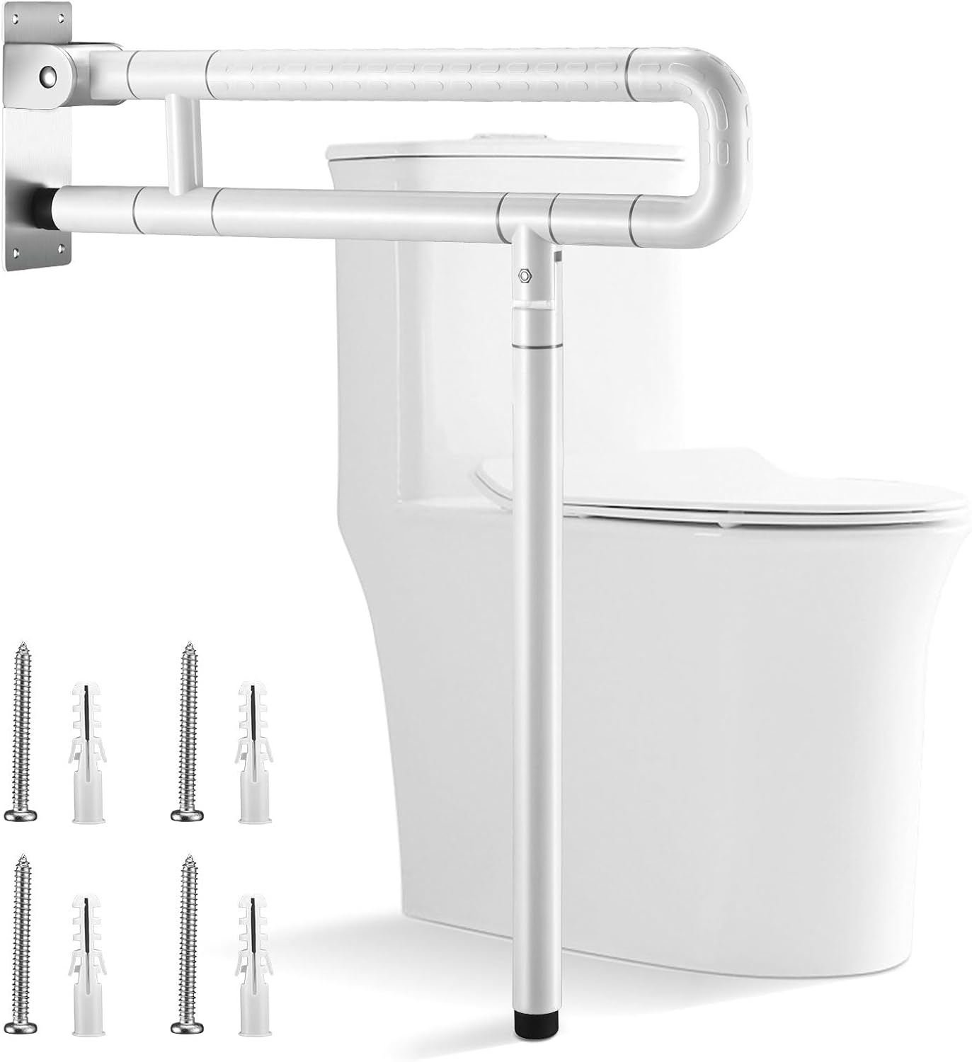 Barre D'Appui Pour Toilettes Blanche 60 Cm Barre D'Appui Pour Salle De Bain Barre D'Appui Pour Salle De Bain En Acier Inoxydable Poignée De Support De Sécurité Pliable
