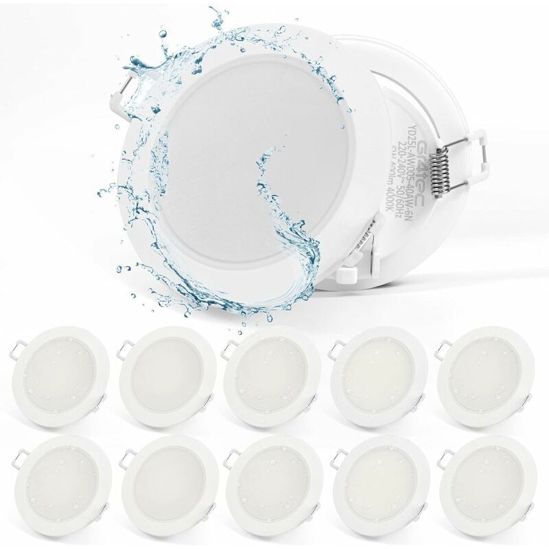 Spot Encastrable Mur Et Plafond Spot Led Encastrable Extra Plat 220v, 10x 5w Plafonnier Encastré 400lm 4000k Blanc Neutre, Spot Encastré Ultra-mince 35mm, Trou 68-80mm Pour Salon Chambre Salle De Bai