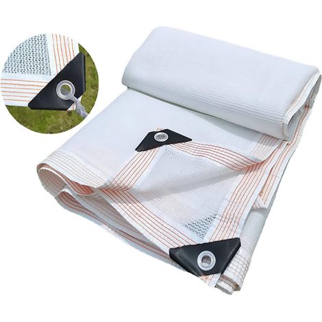 Filet D'Ombrage Rectangulaire, Anti-uv Voile Ombrage, Serres Filet Coupe-vent Avec Oeillets, Blanc, 2x6m
