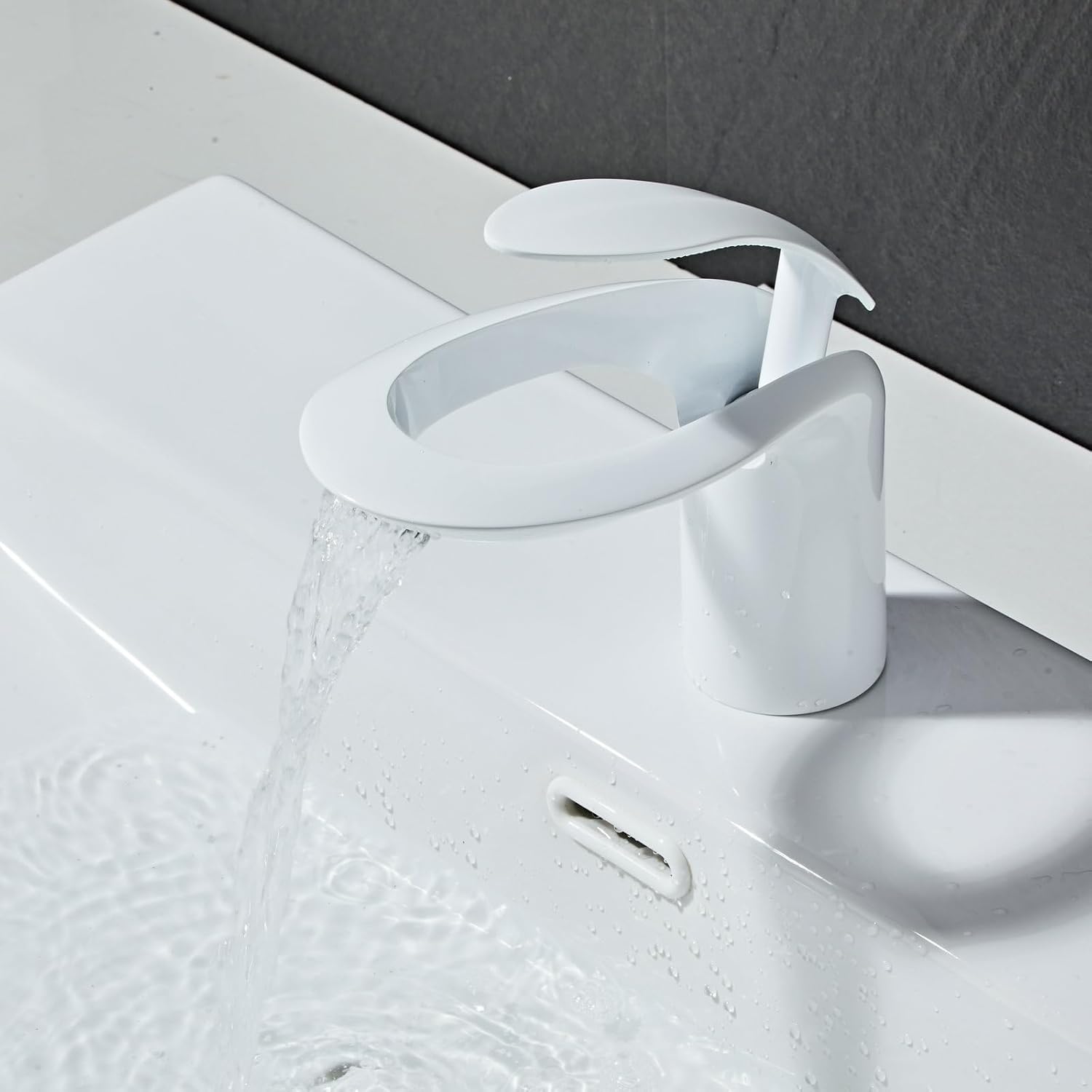 Robinet De Salle De Bain, Blanc, Mitigeur Cascade Pour Lavabo De Salle De Bain