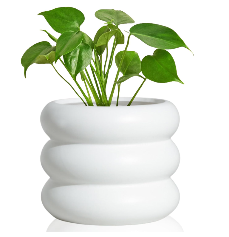 Pot De Fleurs Moderne En Céramique Blanche De 15 Cm Avec Trous De Drainage, Adapté Pour Les Plantes D'Intérieur, Joli Pot De Fleurs Unique