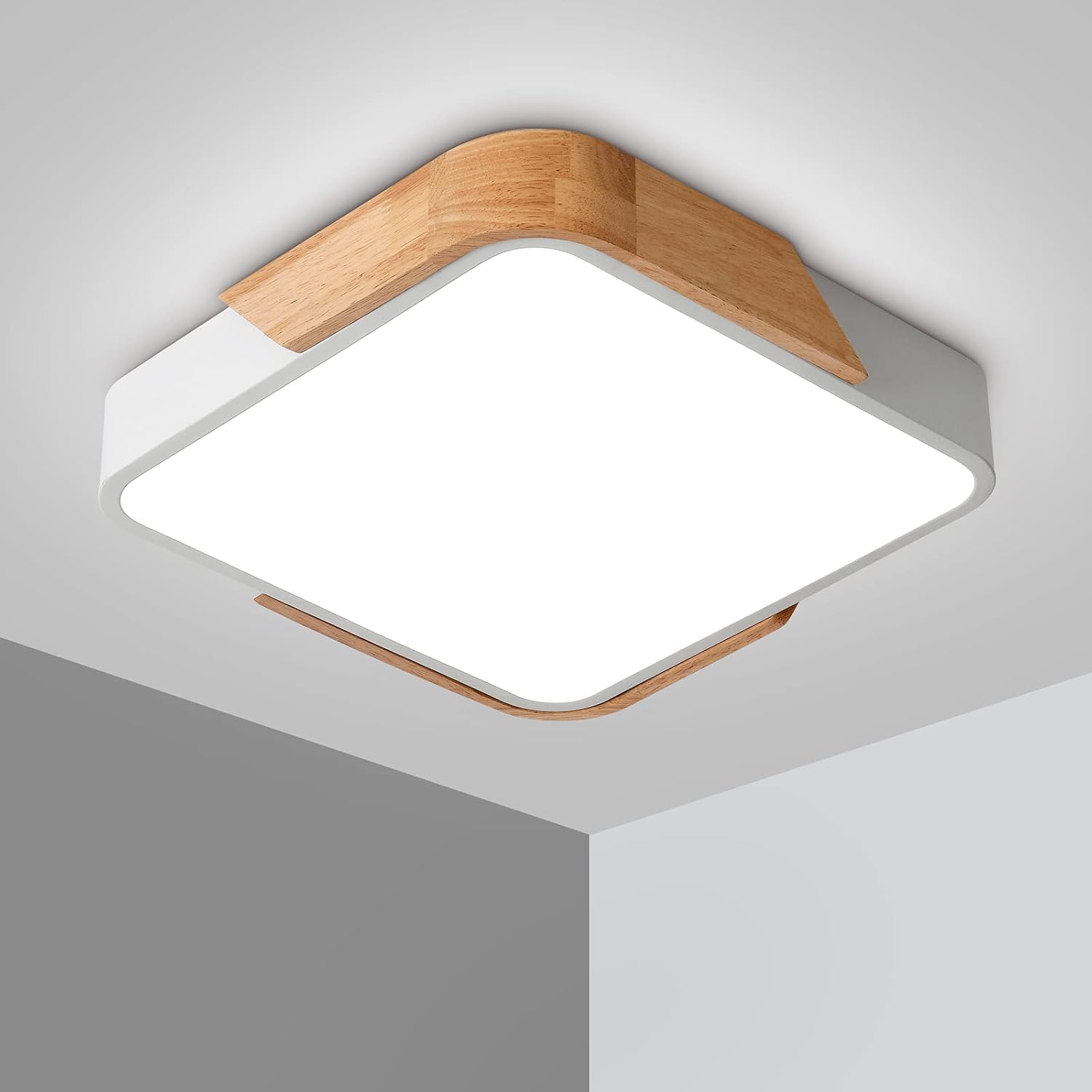 Plafonnier Led 24w Lampe Plafond Avec Télécommande Luminosité Réglable Luminaire Salle De Bain Carré Ultra Mince Moderne Pour Maison Bureau Chambre Salon Cuisine Balcon Couloir, Blanc 30 Cm