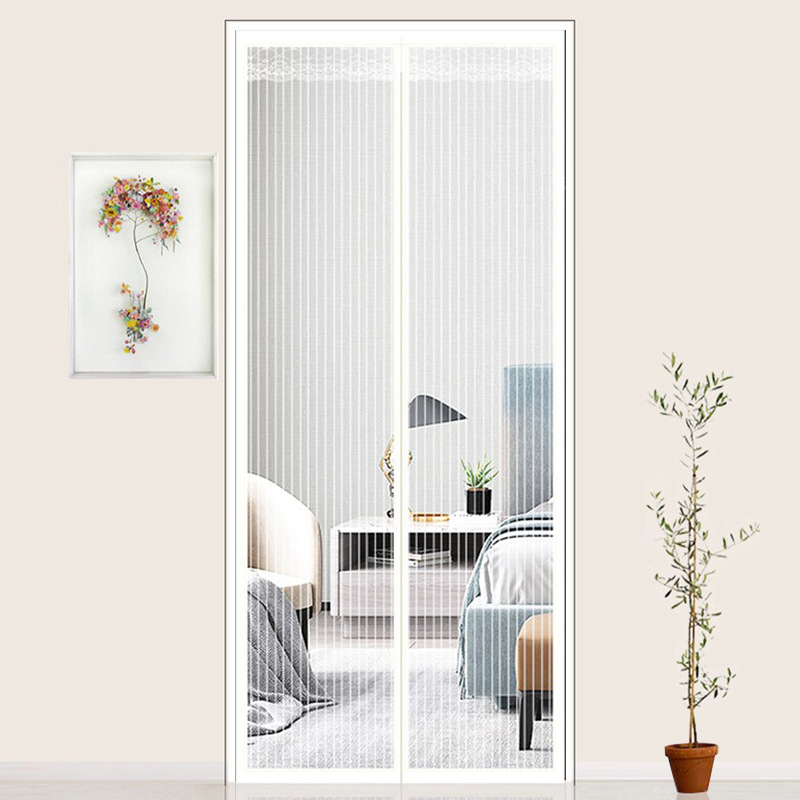 Moustiquaire Magnétique De Porte 85x205 Cm, Moustiquaire De Porte En Fibre De Verre, Rideaux Anti-mouches Pour Fermeture Automatique De Porte, Maille Ultrafine Sans Perçage (blanc)