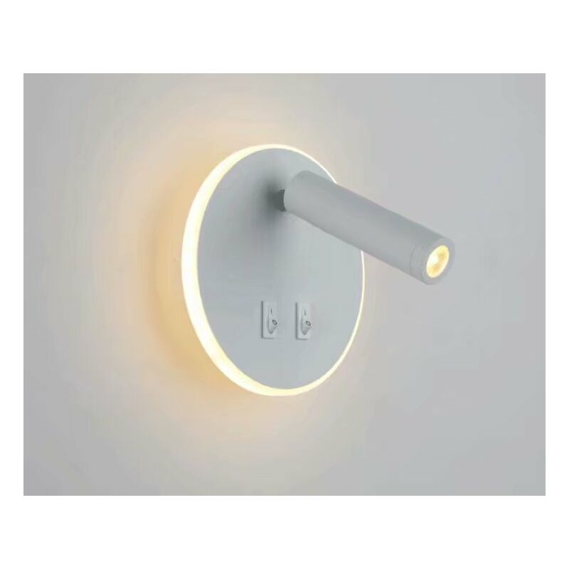 Lampe De Lecture Ronde Blanche 400 Mm 3000k Pour Salon Ou Chambre, Réglable, Style Nordique Créatif, Applique Murale Ou Lampe De Chevet.