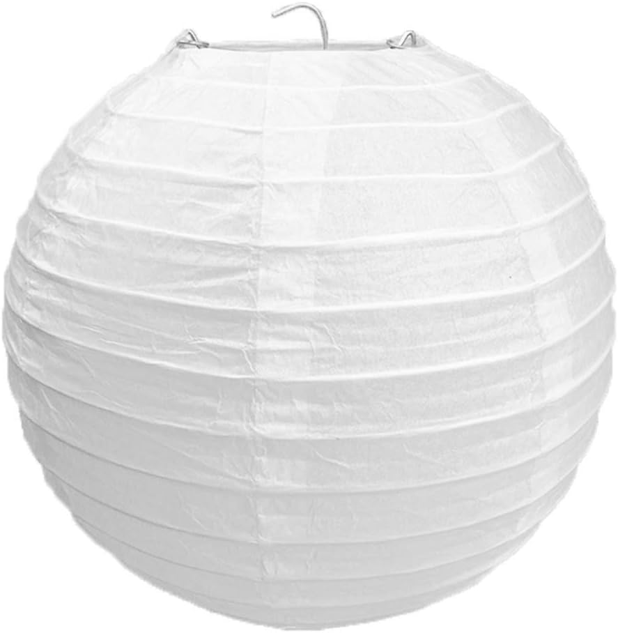 Abat-jour Rond Nervuré En Papier De Bambou Blanc