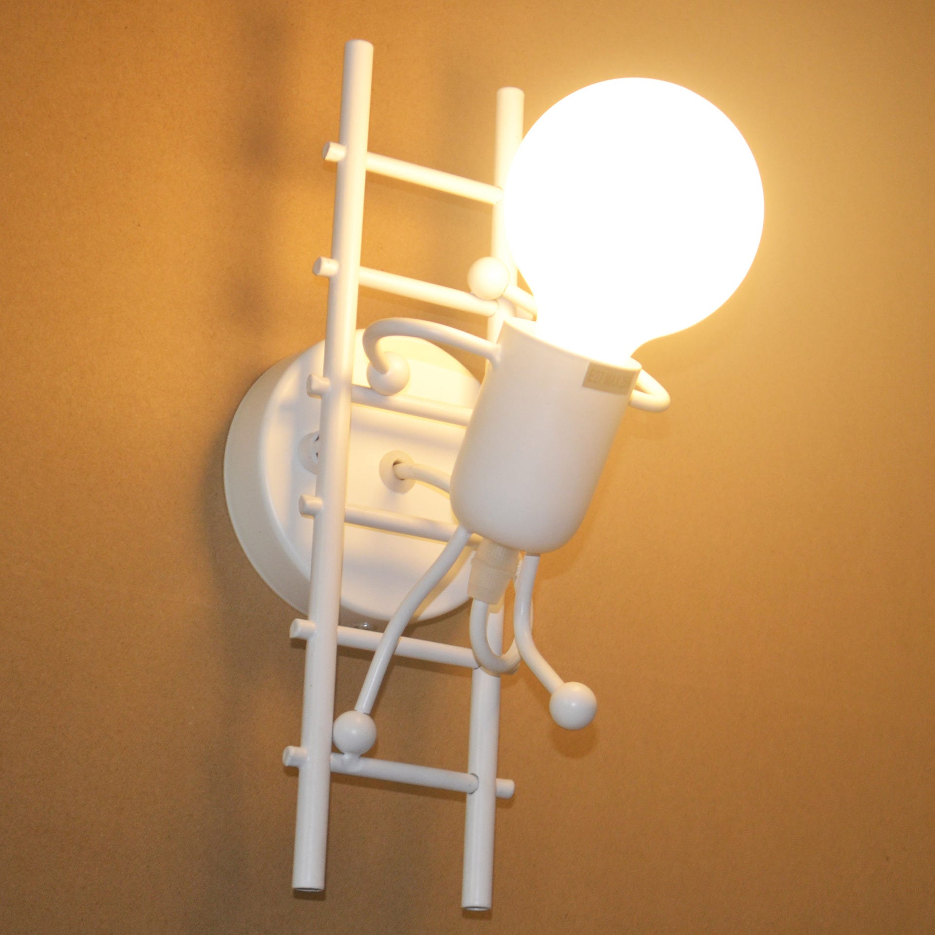 Applique Murale Robot, Applique Murale Créative Lampe, E27 Convient Pour Chevet Chambre, Applique Murale Chambre D'Enfants Style Escalier (blanc)