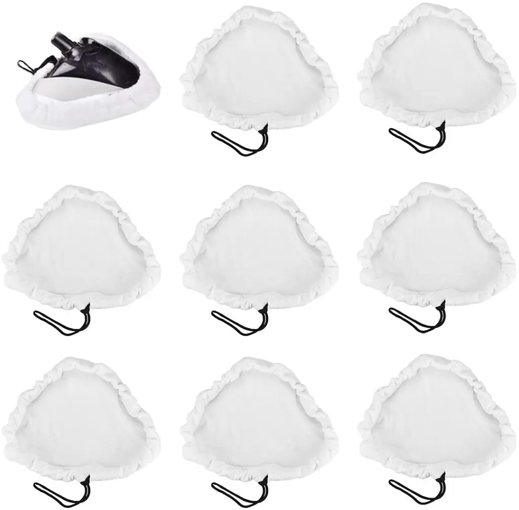 Lot De 8 Lingettes De Rechange Pour Balai Vapeur, Lingettes En Microfibre, Lingettes Lavables Pour Sols, Tampons Triangulaires De Rechange Pour Nettoyeurs Vapeur (blancs)