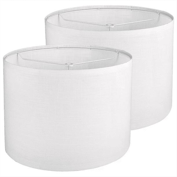 Lot De 2 Abat-jours Tambour Pour Lampe De Table, Lampadaire, Abat-jour Blancs, Abat-jour De Rechange À Assemblage Facile