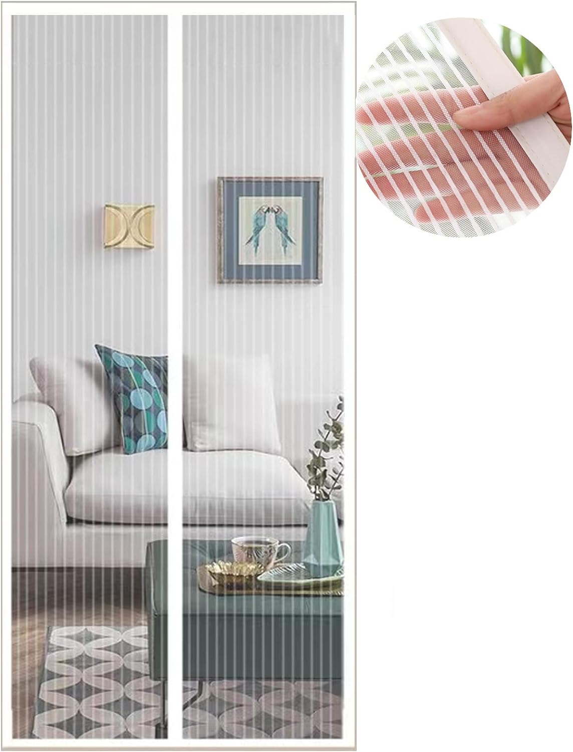 Moustiquaire Porte Fenetre 110x210, Rideau Moustiquaire Magnétique Blanc, Protéger Votre Famille