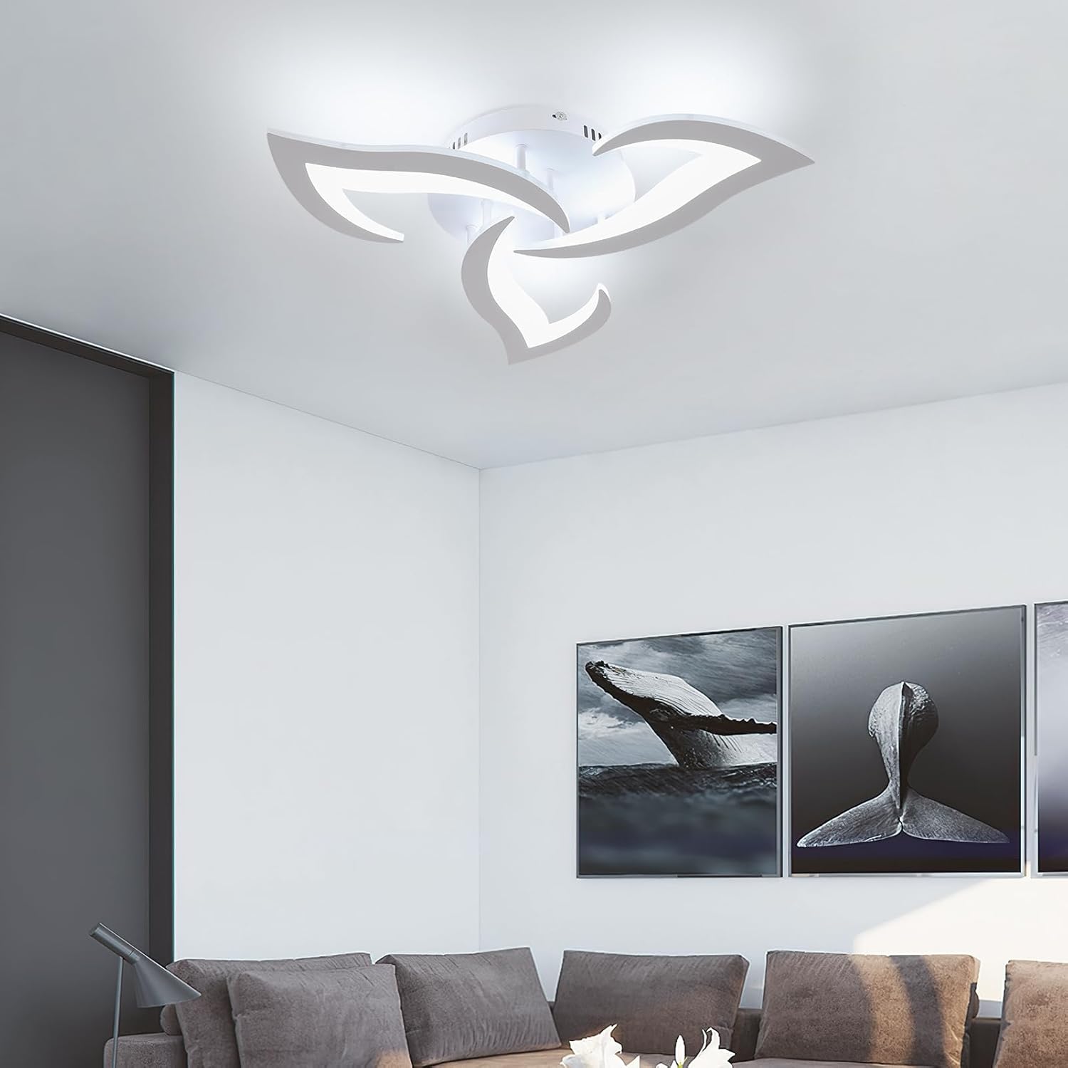 Plafonnier Led Dimmable, Luminaire Plafonnier 30w , Lampe De Plafond Salon Acrylique Créatif Avec Télécommande 3000k-6500k Pour Salon, Chambre, Salle À Manger, Blanc, Ø50cm [classe Énergétique E]