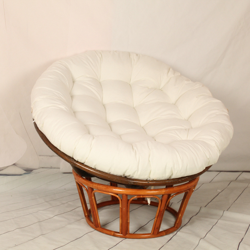Coussin De Chaise Coussin De Sol Épais Et Rond Couleur Unie Confortable, Coussin De Jardin, Coussin De Fauteuil En Rotin, Coussin De Chaise Suspendue, Blanc，100100cm