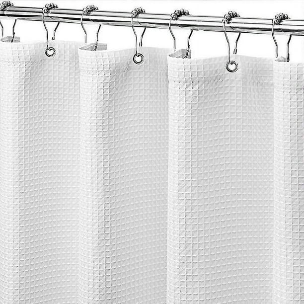 180x180cm (blanc) , Rideau De Douche Gaufre Avec Anneaux En Mtal Rideau De Douche Baignoire Anti Moisissure Tissu Rideau Salle De Bain Robuste Pou