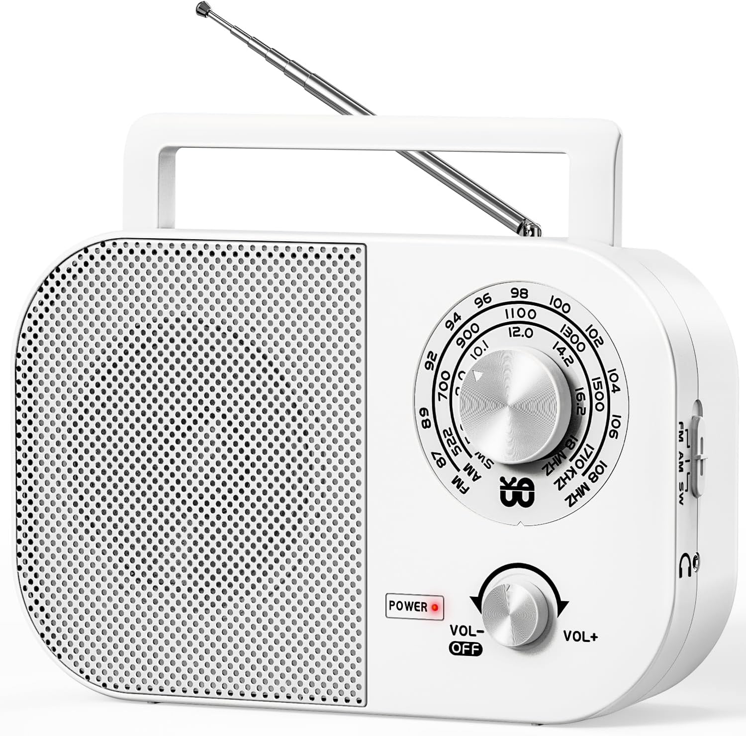 Radio Portable Am,fm,sw,fm Poste Radio Portable,alimentée Secteur Et La Batterie Pour Une Réception,haut-parleur Intégré Et Prise Casque Une Utilisation À La Maison/extérieur/camping/urgence（blanc）