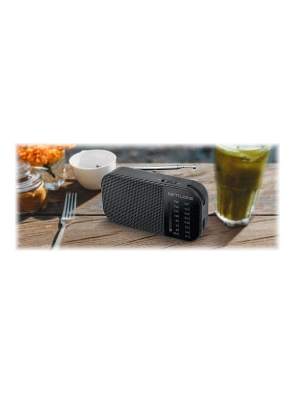 Muse m-025 r schwarz analoges am/fm tragbares Radio mit eingebautem Lautsprecher