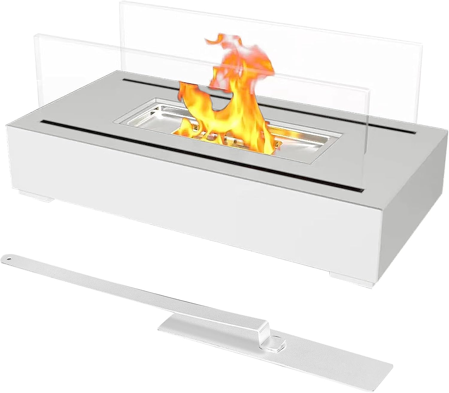 Cheminée De Table Pour Intérieur/extérieur - Portable - En Acier Inoxydable - Avec Atmosphère De Feu De Camp - - Diffuse La Chaleur - Blanc