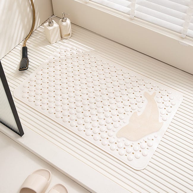 Tapis De Salle De Bain Antidérapant Blanc 44 X 75 Cm, Tapis De Salle De Bain En Pvc Imperméable, Tapis De Sol Imperméable Pour La Maison