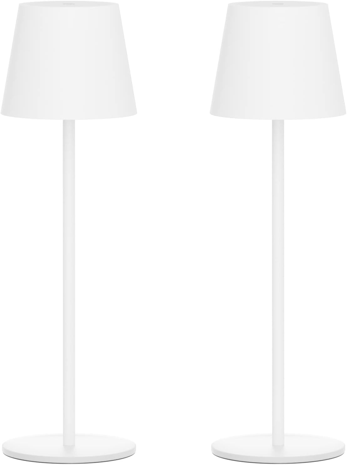 Lot De 2 Led Dimmable Lampe De Table À Batterie, Rechargeable Lampe De Bureau Aluminium Avec Chargement Usb-c, Lumière Chaude Couleur 3000k, Blanc