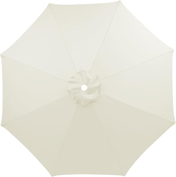 Auvent De Remplacement Pour Parasol 2.3m 6 Baleines, Toile De Parasol Déporté Remplacement Pour Cour, Jardin, Plage, Protection Uv Blanc