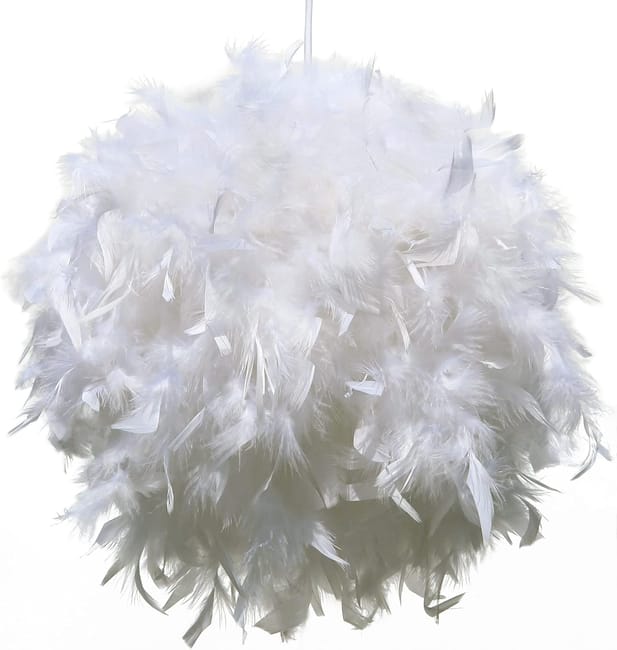 Abat-jour En Plumes Duveteuses, Plafonnier, Lustre, Lampe De Table Et Lampadaire Pour Salon, Chambre, Fête Et Mariage, 30 Cm, Blanc (sku Produit : 96855400 Sku Offre : Mkh25.7.24-10)